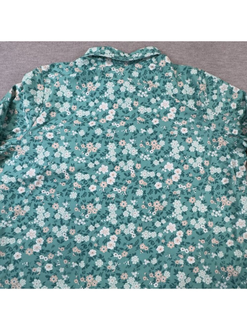 American Sweetheart Floral Button-Up Shirt Womens Size XL 3/4 Sleeves Green - Picture 6 of 13